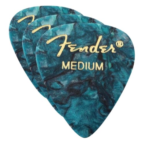 Image of Fender Premium Celluloid Guitar Picks 351 Shape, Ocean Turquoise, Medium Thickness, 36 Pack