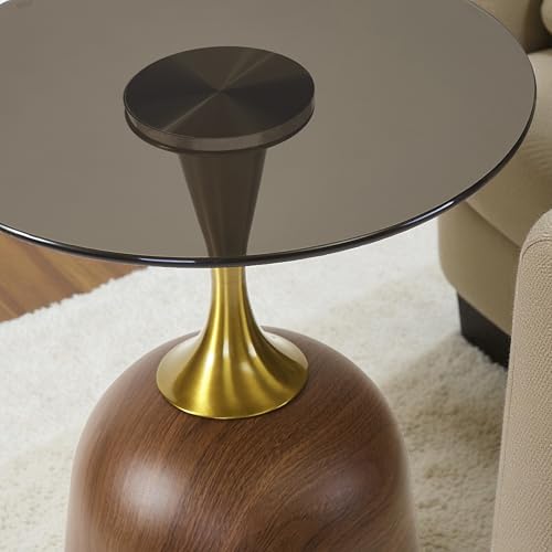Image of The Attic Bella Luxe End Table Gold Finish Modern Accent,Honey
