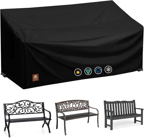 2 Seater Outdoor Bench Covers Waterproof,48W x 29D x 35H Inch,All Weather and Tearproof Polyester Fabric,Fit for 2-Person Seating Wooden Metal Cast Iron Patio Garden Furniture Loveseat Chair Sofa