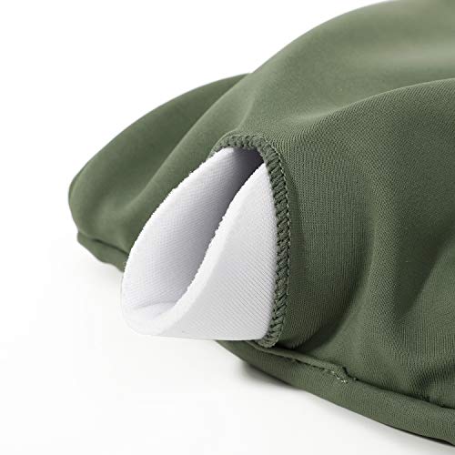 MOOSLOVER Women One Shoulder High Waisted Bikini Tie High Cut Two Piece Swimsuits(S,Army Green) - Thumbnail 5