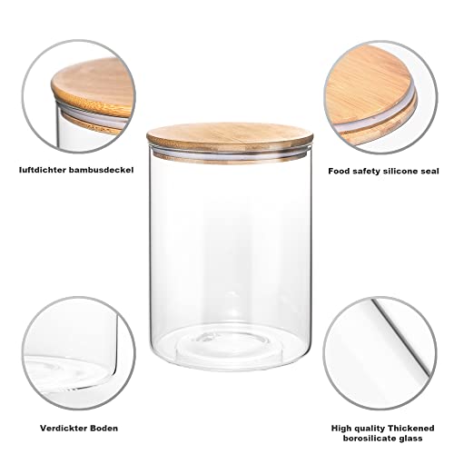 YUNCANG Glass Storage Jars,2 PACK -108oz/3200ml Clear Glass Food Storage Containers with Airtight Bamboo Lid Stackable Kitchen Canisters for Candy,Cookie,Rice,Sugar,Flour,Pasta,Nuts and Spice Jars - Image 5
