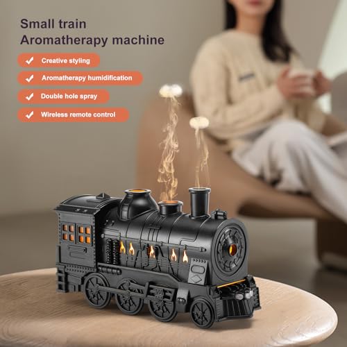 Train-Diffuser-300ml-Aromatherapy-Diffuser-Cool-Mist-Ultrasonic-Aroma-Train-Diffuser-with-Remote-Control-2-Light-2-Mist-Mode-Auto-Shut-Off-for-Bedroom-Office-HotelBlack