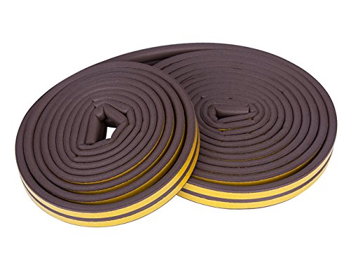 Weatherstrip Kit 32.8 pies (10 m) autoadhesivo perfil tipo D puertas ventanas burlete excluido de espuma sello tira insonorizante 9 mm x 6 mm (marrón)