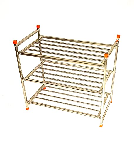 Image of 3 Shelf Stainless Steel Shoe Rack, Organizer,Book Shelf,Cloth Rack