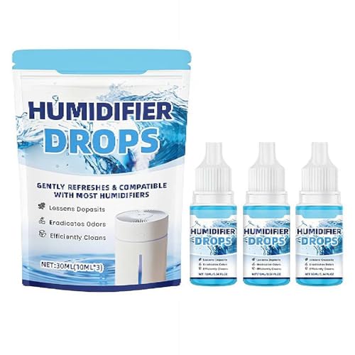 3-pack Humidifier Drops Water Treatment, HumidifierCleaners Drops for Humidifier & Diffuser Buildup & Odor Removal, Slows Down Residue Accumulation on Surfaces, Minimizes Scaling, 3 X 10ml