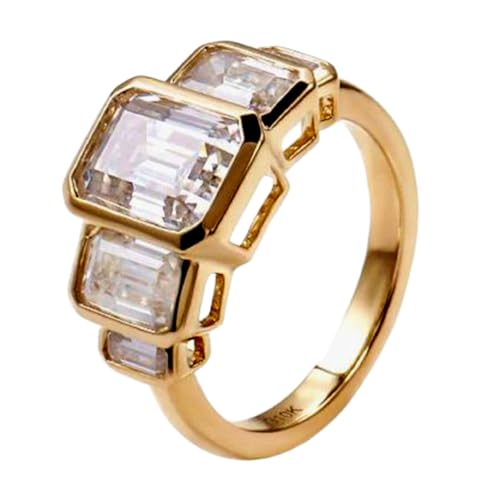 Bague moissanite rectangulaire en argent, cadeau de naissance d'avril