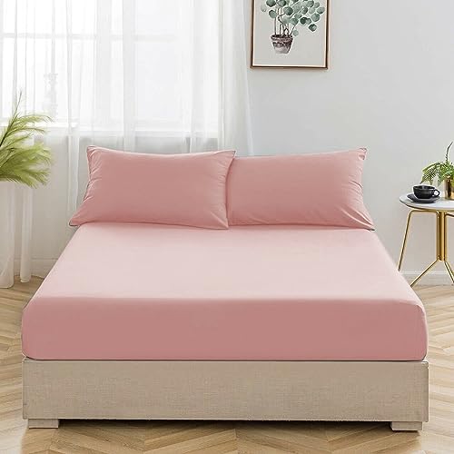 Ev Dekor Extra Deep Fitted Sheet King, Blush, Deep Pocket Bedsheet 16inch (40 cm) Soft Brushed Microfiber Fabric - Image 3