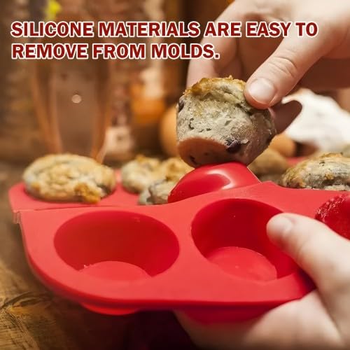 Naapesi 2 Piezas Mini Moldes de Silicona para Magdalenas, Bandeja de Horneado Antiadherente 24 Cavidades para Brownie, Muffins y Cupcakes, Apto para Lavavajillas, 32×22,5×2,5 cm (Rojo)