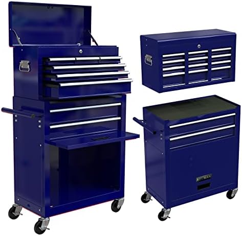 RIGO 8-Drawer Tool Chest High Capacity Rolling Tool Chest with Wheels and Drawers Rolling Tool Box with Lock, Removable Tool Cabinet Storage for Warehouse Garage Workshop, Handicraft,Blue