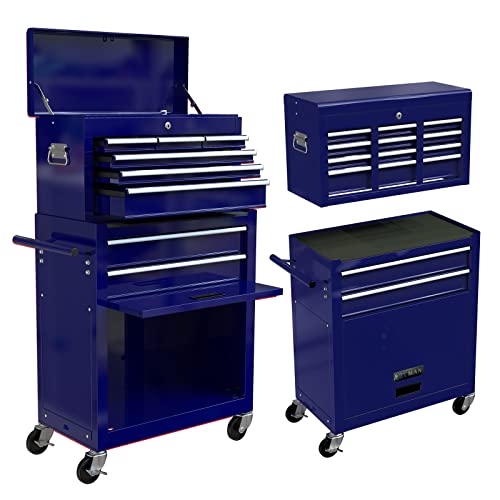 Rigo 8-Drawer Tool Chest High Capacity Rolling Tool Chest With Wheels And Drawers Rolling Tool Box With Lock, Removable Tool Cabinet Storage For Warehouse Garage Workshop, Handicraft,Blue #TOP1