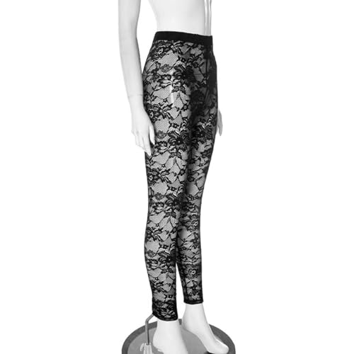 Image of Women's Sexy See Through Sheer Mesh Pants Leggings High Waist Casual Sweatpants Tights