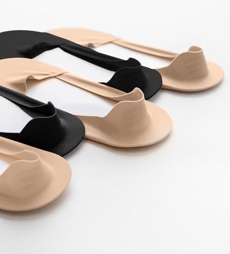 6 Pack Invisible Socks for Women Non Slip Low Cut Invisible Liner Footies Thin Silk Socks for Flats Loafers Lightweight Low Cut Liner Non Slip Hidden for Women [3nude+3black]2