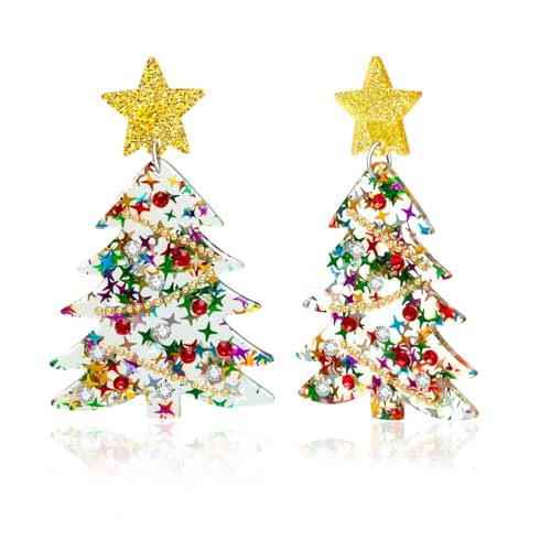 Christmas Tree Earrings Acrylic Christmas Earrings for Women Xmas Drop Dangle Earring Christmas Jewelry Gift