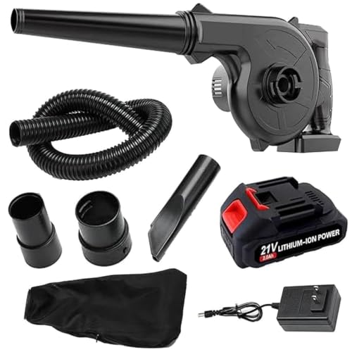 Image of 2 in 1 Cordless Air Blower & Vacuum Cleaner 48V Rechargeable | Handheld Leaf Blower for Car, Home, Garage, Keyboard Cleaning | Portable Dust Blower with Battery & Accessories