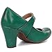 SHODENSE Vintage Block High Heel Mary Jane Pumps Women Green Ankle Strap Round Toe Dress Sandals 3
