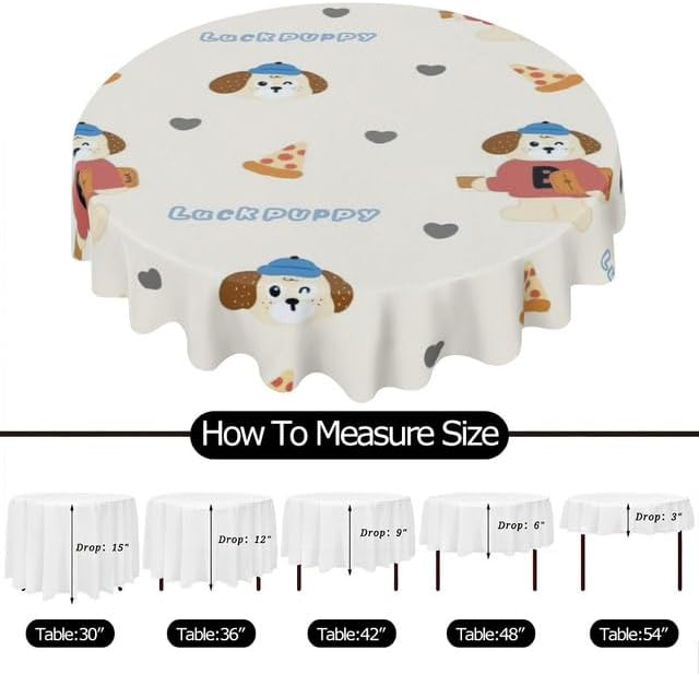 Miniatura 6 de Cute Luck Dog Round Tablecloth Table Cloth Decor Washable Table Cover with Wrinkle Resistant for Home Kitchen Dining Room Picnic Camping Party