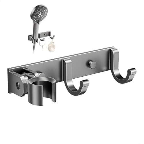 Accroche Pommeau de Douche,Support Douchette,Support de Douche avec 2 Crochets,Support Mural Réglable pour une Utilisation à Long Terme dans la Salle de Bains