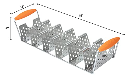 BLACKSTONE 5173 Deluxe Taco Holder Stand, Pack of 2, Orange/Silver - image 8