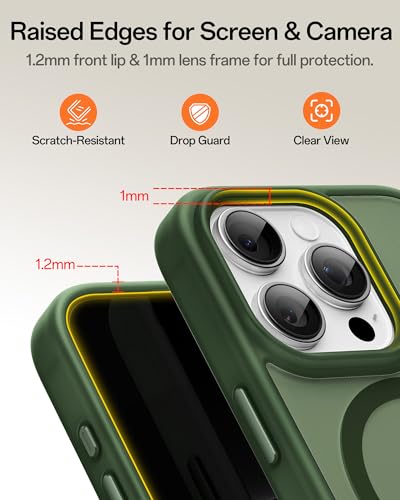 Image of UNBREAKcable Magnetic for iPhone 16 Pro Case 6.3-Inch, Compatible with MagSafe, Full Camera Protection, Built-in Magnetic Ring, Drop Protection Shockproof Slim Phone Cover - Dark Green