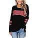 Produktbild Damen Rundhals Langarmshirt Casual Farbblock Sweatshirt T-Shirt Side Split Lose Oberteile Tunika Top Frauen Colorblock Oversize Oberteile Pullover Bluse