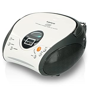 Lenco SCD24WH SCD24 – CD-Player für Kinder – CD-Radio – Stereoanlage – Boombox – UKW Radiotuner – Titel Speicher – 2 x 1…