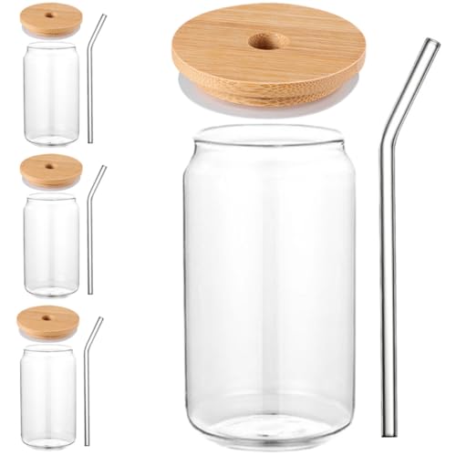Gobelets d'eau en verre transparent 400ml plat portable pour jus et boissons froides - 2