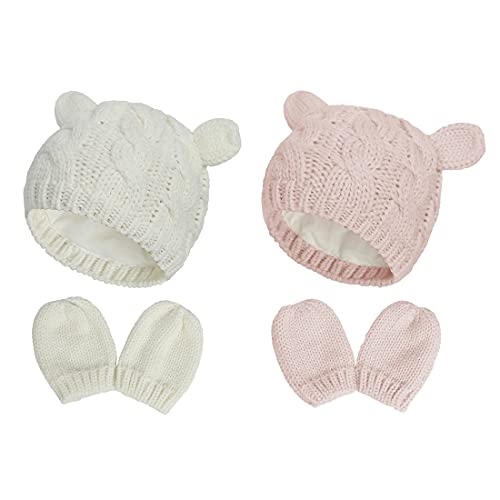 Image of Fynnsure Baby Hat Glove Set Soft Newborn Mittens Baby Girl Boys Knitted Toddler Cap Infant Winter Beanie Mitten Sets
