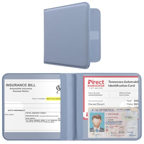 Image of CoBak Car Registration and Insurance Holder - Vehicle Glove Box Car Organizer, Auto Truck Comparment Accessories Case for Essential Document, Driver License, Cards (Lavender Purple)
