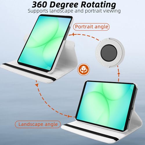 Image of TGK 360 Rotatable Smart Flip Cover for Samsung Galaxy Tab A11 8.7 Inch Case 2025 / Galaxy Tab A9 8.7 Inch 2023 (White)