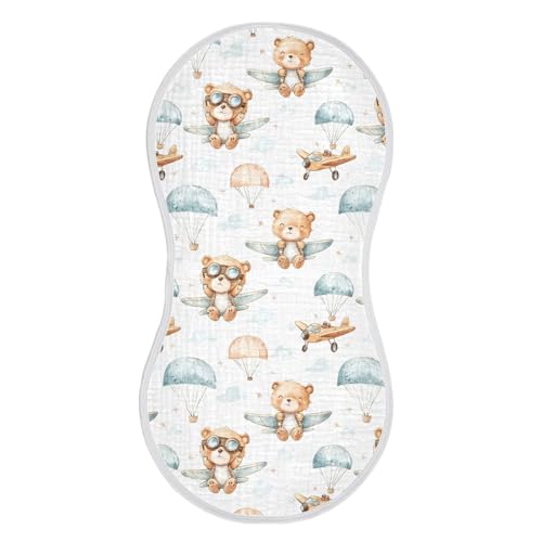 vvfelixl Baby Burp Cloths Cute Bear Pilot Baby Newborn Cotton Burping Cloths Set Babys Washcloths 4 Pack