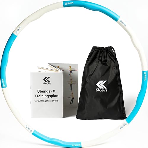 KIANA SPORTS Hula Hoop Reifen Erwachsene [1,2 & 1,5 kg] – mit Tasche & Übungsplan – Fitnessreifen zum Abnehmen – Gymnastikreifen mit Wellen – Entwicklung in Deutschland