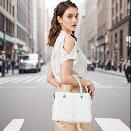 Image of Women's Top-Handle Handbags PU Leather Satchel Handbag with Detachable Shoulder Strap for Casual, Work, Traveling