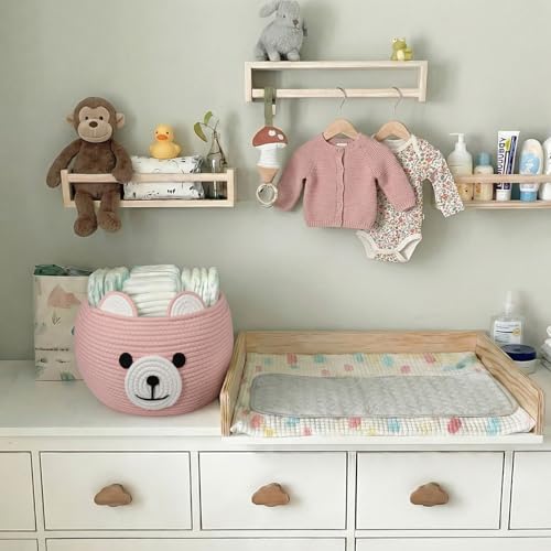 Image of CherryNow Baby Basket for Nursery, Baby Shower Gifts for Girls, Cute Storage Basket for Home Decor, Animal Baskets for Kids Toys Organizer, Pink, 10.5 inchD x 8.5 inchH