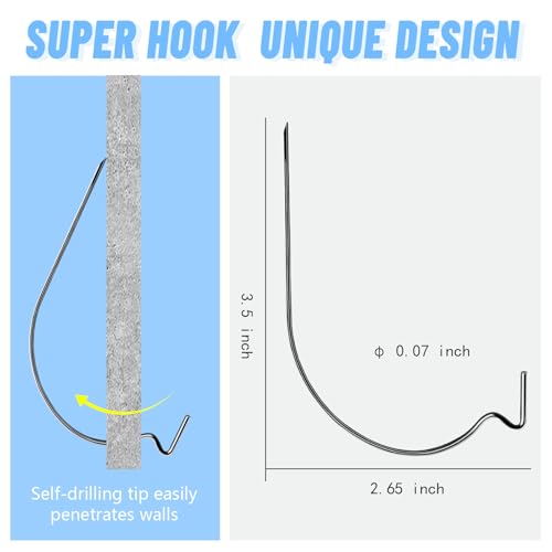 image for FURHUA 30pcs Black Super Hook Picture Hangers and Office Pack, Drywall