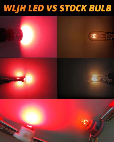 Image of WLJH Extremely Bright Red Dash Instrument Panel Gauge Cluster Bulbs + Climate Control Lights + Clock Light Led Kits for Lexus IS300 2001-2005, Pack of 12 | 3030 SMD, Dimmable, 360 Illumination, Gauge Illumination, Instrument Panel Light, Time Display, 12-Pack