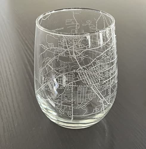 Or Something Stemless 17oz Wine Glass Urban City Map Tuscaloosa Alabama
