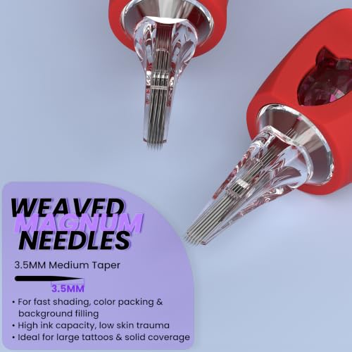 Image of Wormhole Tattoo Needles Rocket 17M1 Needle Cartridge #10 Bugpin 17 Magnum Tattoo Cartridge Needles 20PCS Disposable Finger Ledge Cartridges 3.5MM Taper for Tattoo Gun Tattoo Supplies 1017M1