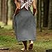 Women's Linen Midi Skirt Summer Cotton Pleated Flowy Elastic High Waisted Skirts Casual Loose Skirt with Pockets Gray XL