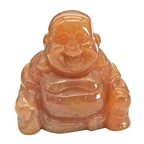 Estatua Buddha Risueño de Piedra Roja Aventurina 1.5 pulg