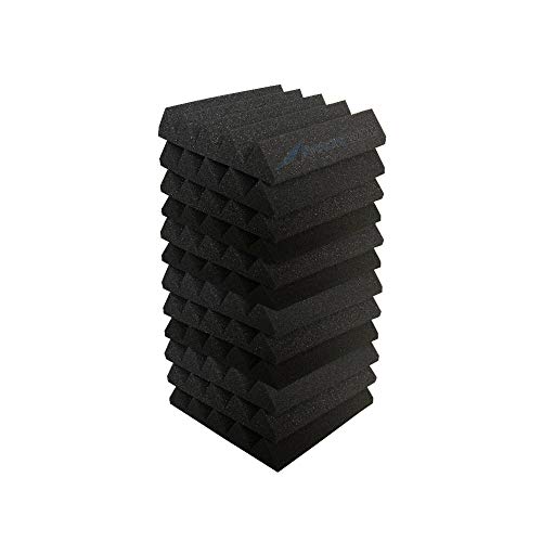 Arrowzoom 12 Panels Cuña Wedge absorción de sonido Espuma acústica Absorcion aislamiento acustico auto extinguible 25x25x5cm Negro