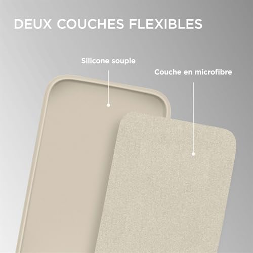 Coque silicone iPhone 17 Pro ONEFLOW souple protection camera creme - 3