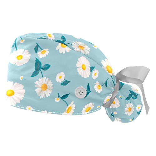Casquettes de travail respirantes à motif marguerites JDEZ anti-transpiration pour cheveux longs
