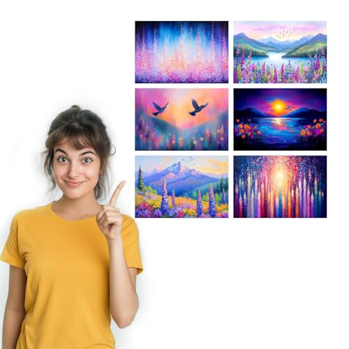 Image of SiddArtify Floral Landscape Wall Art Prints Set - Colorful Nature Poster Decor for Living Room Bedroom Office - 12x18 inch Sticker Pack of 6
