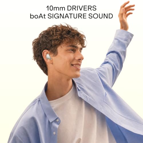 Image of boAt Airdopes Plus 214, Up to 55 Hrs Playtime, Dual Mics with ENx Tech, Sleek Bean Design, 10mm Drivers, Voice Assistant, BEAST Mode, ASAP Charge, IWP Technology TWS Earbuds with mic (Silver Mist)