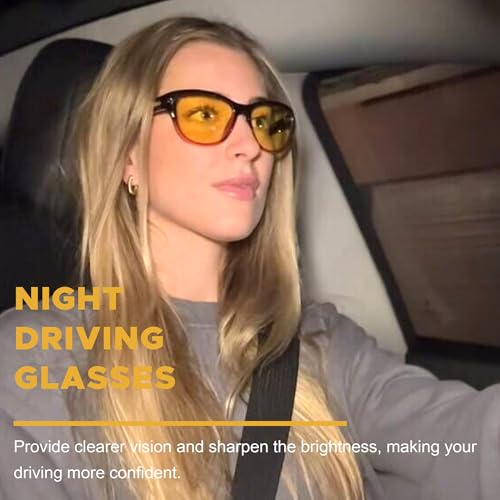 LVIOE Night Driving Glasses for Women Men Anti Glare Polarized Yellow Night Vision Glasses for Night Time LN23172