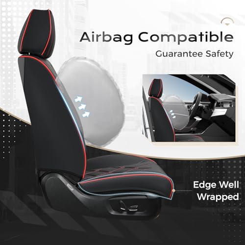 Image of Coverado Car Seat Covers, Front Covers for Cars, Car Seat Cover Front Seats, Car Seat Protector Waterproof, Leather Car Seat Cushion, Universal Interior Covers Seat Protectors for Most Cars Purple
