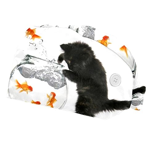 Casquettes de travail ajustables VERED et bandeau anti-transpiration chat poisson