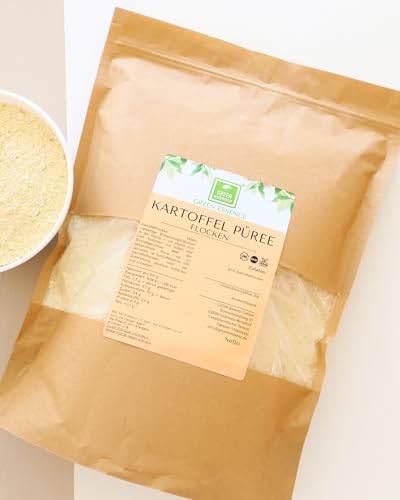Kartoffelpüree aus hochwertigen Kartoffelflocken 500g - Ganz ohne Zusatzstoffe, für Menschen, 100% Natürlich, Vegan - leichte leckere Flocken Ideal zum Backen und für Suppen von Green Essence