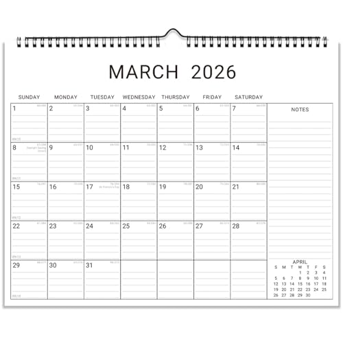 2026 Wall Calendar, 12 Month 14.8”x11.5” Year Monthly Organizer from January 2026-2027...