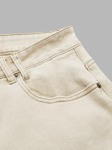 Flamingals Straight Leg Mid Waist Stitch Detail Raw Hem Crop Pants Without Belt4